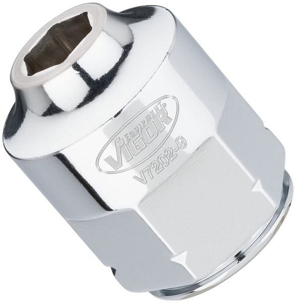 VIGOR Steckschlüsseleinsatz, superflach, Vierkant hohl 12,5 mm (1/2 Zoll), Außen-Sechskant Profil, 9 mm, V7202-9