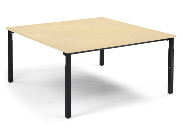 Deskin Konferenztisch System MODUL, Ahorndekor, 1600 x 1600 x 650 mm, Gestell: Schwarz RAL 9005, 349187