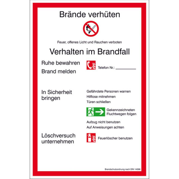 Stein HGS Aushang, Verhalten im Brandfall, Kunststoff, witterungbeständig, Brandschutzordnung BRD und Landkreis München, 43.a5960