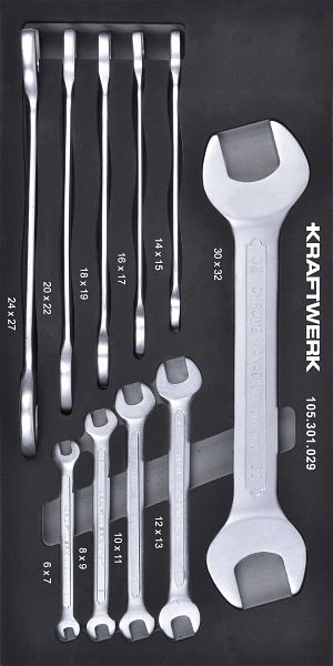Kraftwerk BASIC LINE EVA Doppel-Maulschlüssel Satz 10-tlg. 20x40 Einlage, 105.301.029
