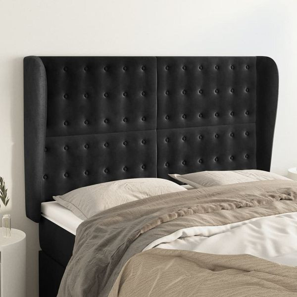 vidaXL Kopfteil mit Ohren Schwarz 147x23x118/128 cm Samt, 3118440