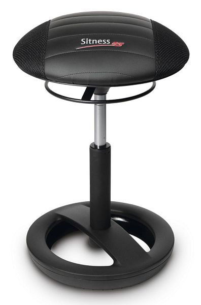 Deskin Hocker SITNESS 33 RS, Standfußring Aluminium schwarz, Stoff Softtex schwarz/schwarz, 287825