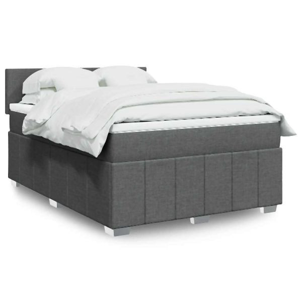 vidaXL Boxspringbett mit Matratze Dunkelgrau 140x190 cm Stoff, 3287057