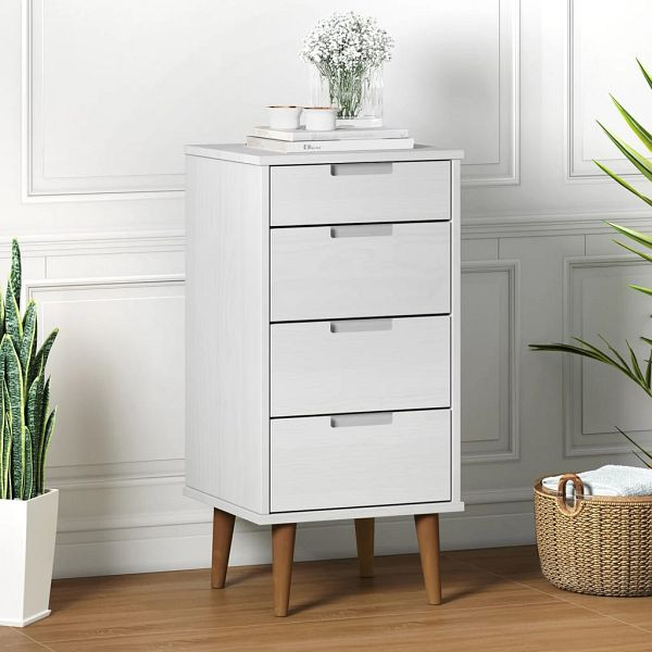 vidaXL Schubladenschrank MOLDE Weiß 40x35x82 cm Massivholz Kiefer, 350502