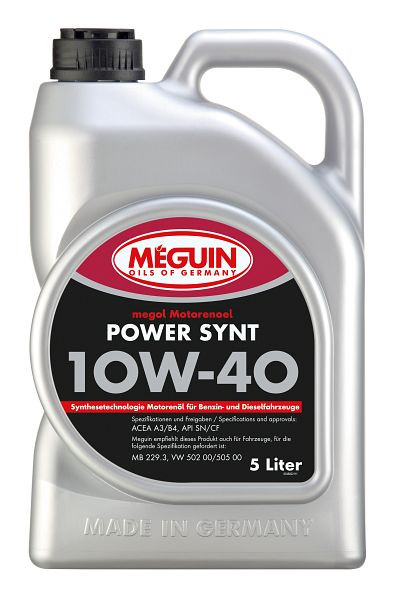 Meguin megol Motorenöl Power Synt SAE 10W-40, Kanister Kunststoff, VE: 5 Liter, 4800