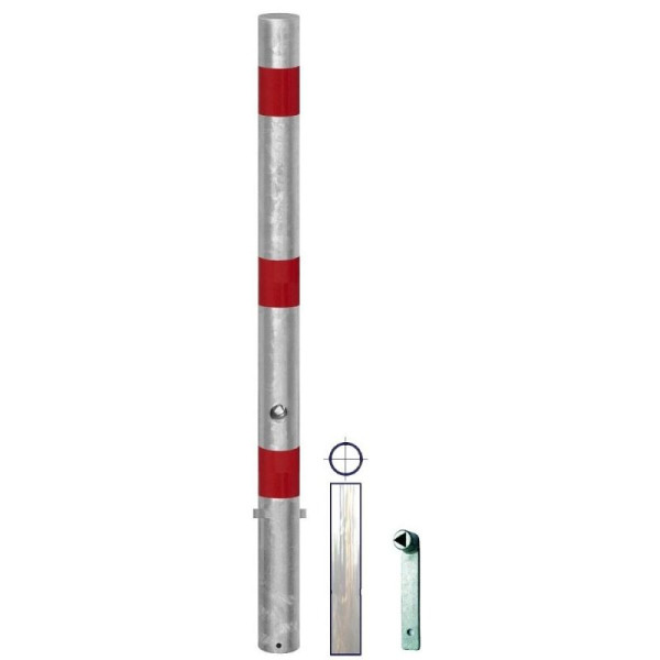 STEIN HGS Absperrpfosten SPU 604, RAL9010HR, Gesamtlänge 1162 mm, Kettenöse (geschlossen), geschraubt, eine Öse Position A, 78189.0006