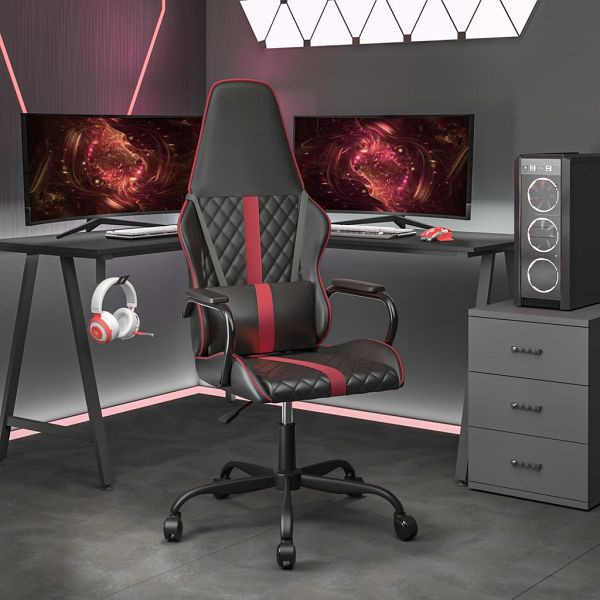 vidaXL Gaming-Stuhl Schwarz und Weinrot Kunstleder, 3143794
