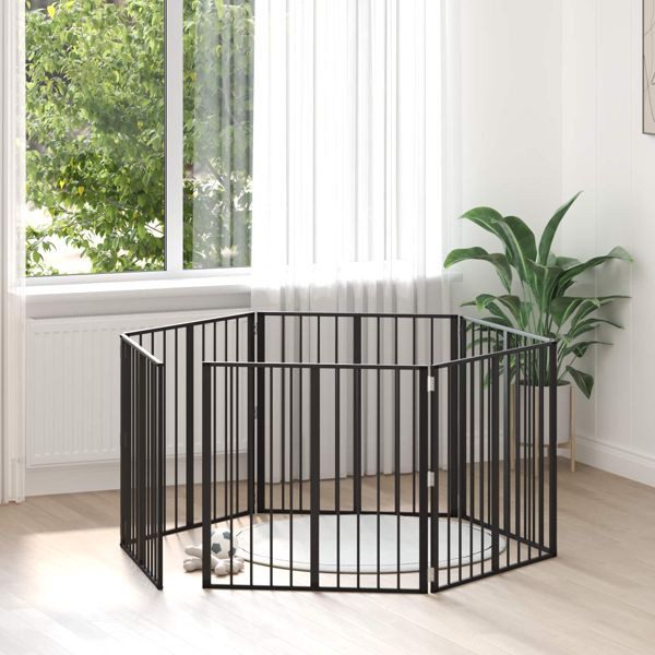 vidaXL Hundetor 6-teilig Schwarz 80 x 80 cm Verzinkter Stahl, 892007