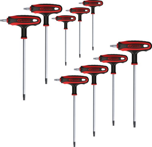 KS Tools T-Griff-Schlüssel-Satz, Torx mit Bohrung, 9-teiligTB10-TB50, 151.8160
