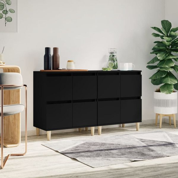 vidaXL Sideboards 2 Stück Schwarz 60x35x70 cm Holzwerkstoff, 3185752