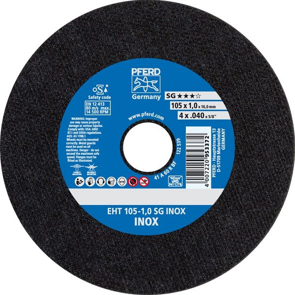 Pferd Trennscheibe EHT 105-1,0 SG INOX/16,0, VE: 25 Stück, 61315113