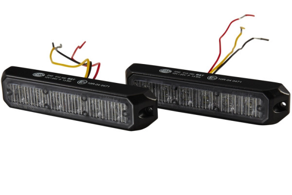 HELLA LED-Blitz-Kennleuchte, BST, 12/24V, blau, Schraubanschluss/Anbau, Kabel: 150mm, Stecker: offene Kabelenden, Set, 2XD 012 160-901