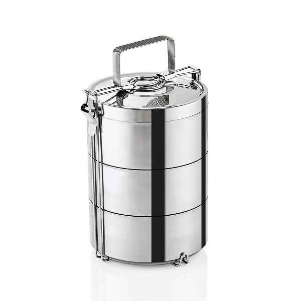 WAS Thermoetagentransportbehälter mit drei Speise, einsätzen à 0,6 Liter, Edelstahl, 4702143