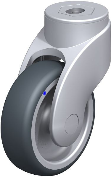 Blickle LWGX-TPA 101G-11 Kunststoff-Lenkrolle WAVE, rostfrei, mit Rückenloch, Thermoplastisches Gummi-Elastomer, Grau, 744764