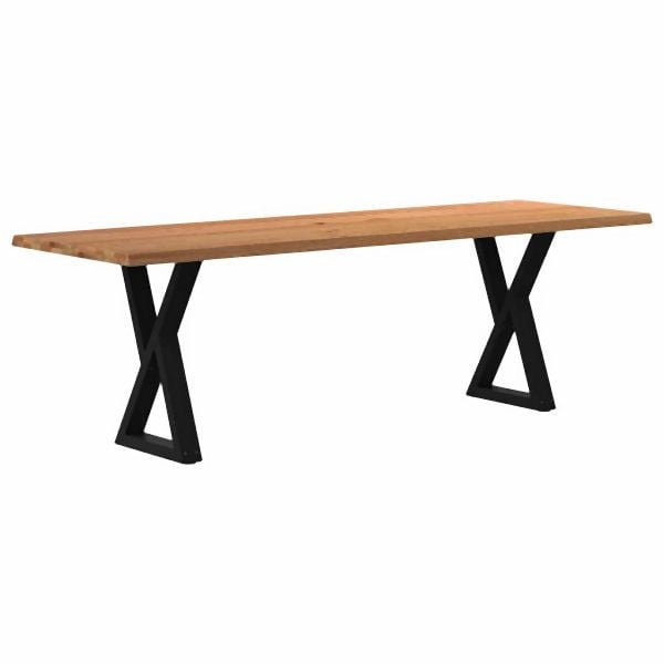 vidaXL Esstisch mit Baumkanten Hellbraun 240x80x74 cm Massivholz Eiche, 3304114
