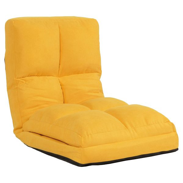 Mendler Bodensessel HWC-N45, Schlafsessel Klappsessel Funktionssessel, Schlaffunktion faltbar Stahlrahmen Samt, gelb, 106914