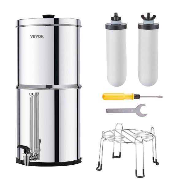 VEVOR Schwerkraft Wasserfiltersystem Wasserfiltereimer, 7,8+8,5L 2 Filter Silber, ZLLSQ225GALH4MJ8HV0
