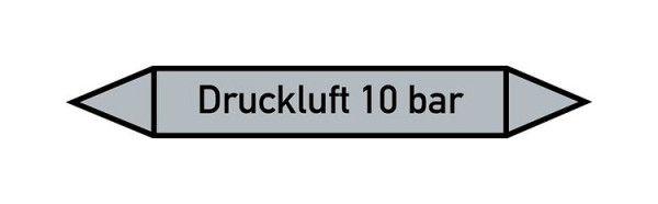 Schilder Klar Rohrleitungskennzeichen Druckluft 10 bar, 187x26 mm Folie selbstklebend, 101512/61