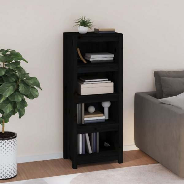 vidaXL Bücherregal Schwarz 50x35x125,5 cm Massivholz Kiefer, 821713