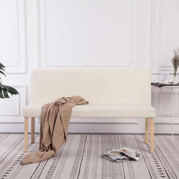 vidaXL Sitzbank 139,5 cm Cremeweiß Kunstleder, Material: Baumwolle: 5%, Polyester: 15%, Polyurethan: 10%, PVC: 70%, 281330