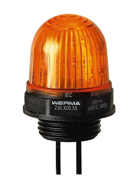 WERMA LED-Dauerleuchte Einbaumontage 230VAC Seilzugschalter YE- gelb, 230.300.68