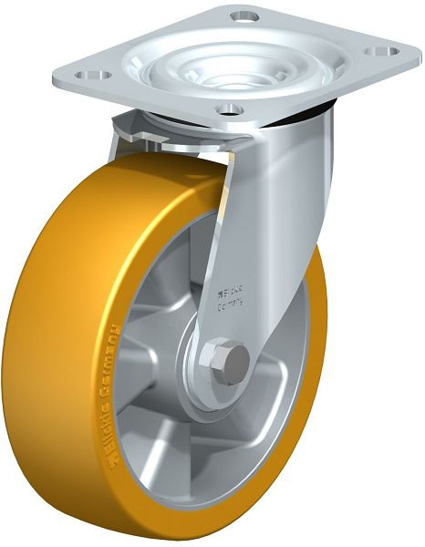 Blickle L-ALTH 125K Stahlblech-Lenkrolle, mittelschwere Ausführung, mit Anschraubplatte, Blickle Extrathane®, Hellbraun, 303354