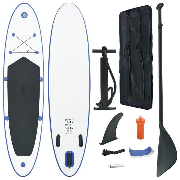 vidaXL Stand Up-Paddelboard-Set Aufblasbar Blau und Weiß, 91582