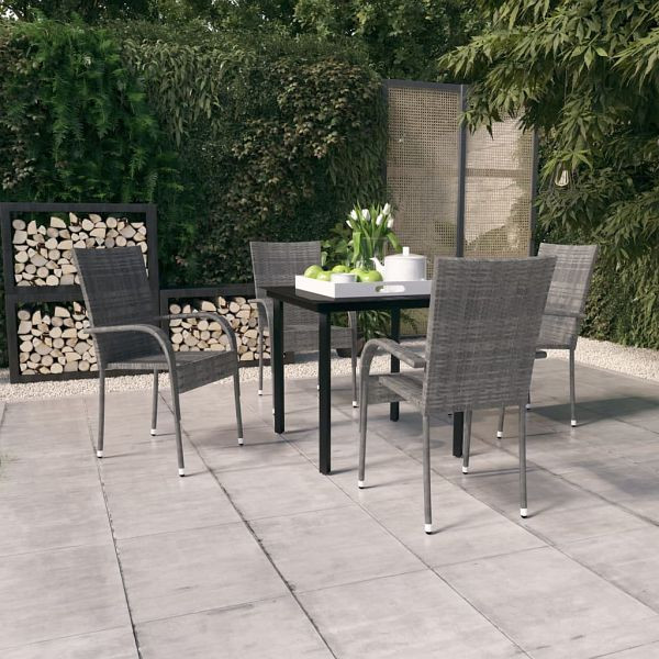 vidaXL 5-teilig Garten-Essgruppe Grau und Schwarz, 3099390