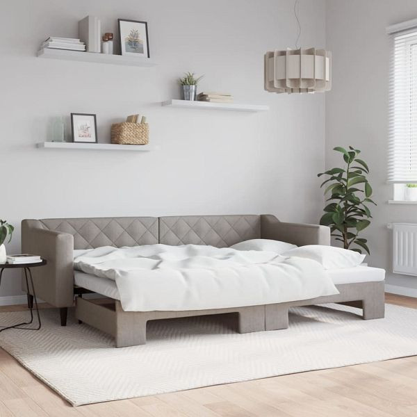vidaXL Tagesbett Ausziehbar Taupe 80x200 cm Stoff, 3197424