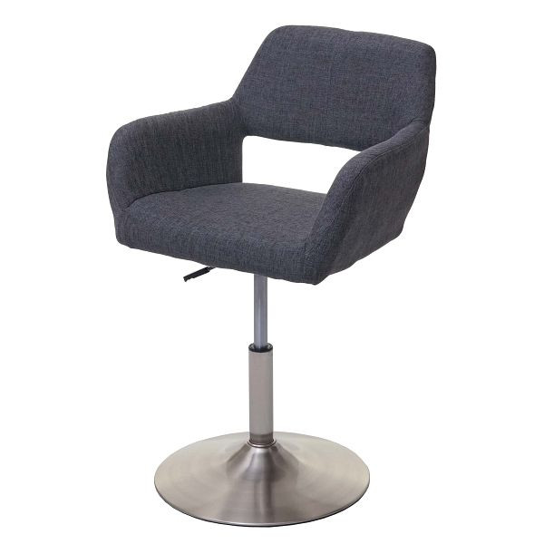 Mendler Esszimmerstuhl HWC-A50 III, Stuhl Küchenstuhl, Retro 50er Jahre, Stoff/Textil, dunkelgrau, Fuß gebürstet, 63959