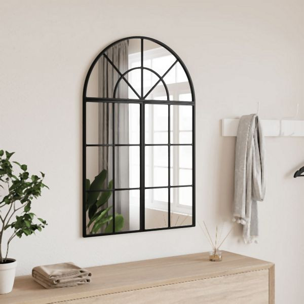 vidaXL Wandspiegel Schwarz 60x30 cm Gewölbt Eisen, 358650