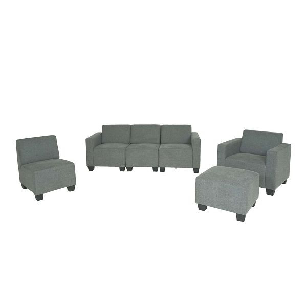 Mendler Modular Sofa-System Couch-Garnitur Lyon 3-1-1-1, Stoff/Textil, grau, 2x75186+75187+75188+75189+75190