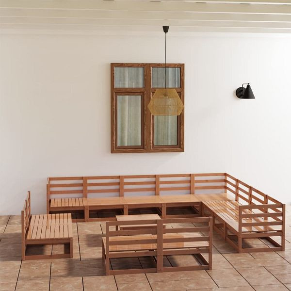 vidaXL 13-teilig Garten-Lounge-Set Honigbraun Massivholz Kiefer, 3075902