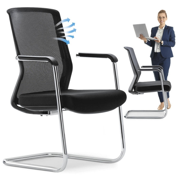 Deskin Besucher-/Konferenzstuhl DV200 FS NET, Schwarz, 580 x 640 x 950 mm, 348016