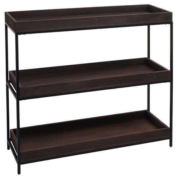Mendler Regal HWC-K71, Standregal Pflanzregal Bücherregal, Holz Metall 3 Ablagen 90x100x35cm, dunkelbraun, 96876