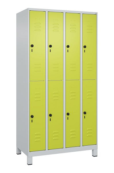 C+P Doppelstöckiger Spind Classic PLUS, Füße, 4 Abteile, 1950x1000x500mm, 7035/0024, 080310-49 S10010