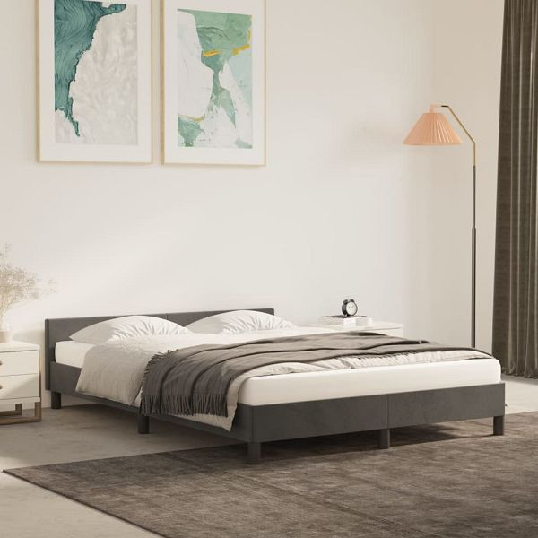 vidaXL Bettgestell mit Kopfteil Dunkelgrau 140x190 cm Samt, 347568