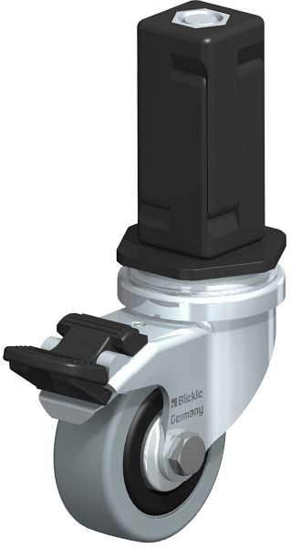 Blickle LRA-VPA 50G-FI-FA-EV04 Apparate-Lenkrolle mit Expander & Feststeller, Vollgummi, Grau, 847941