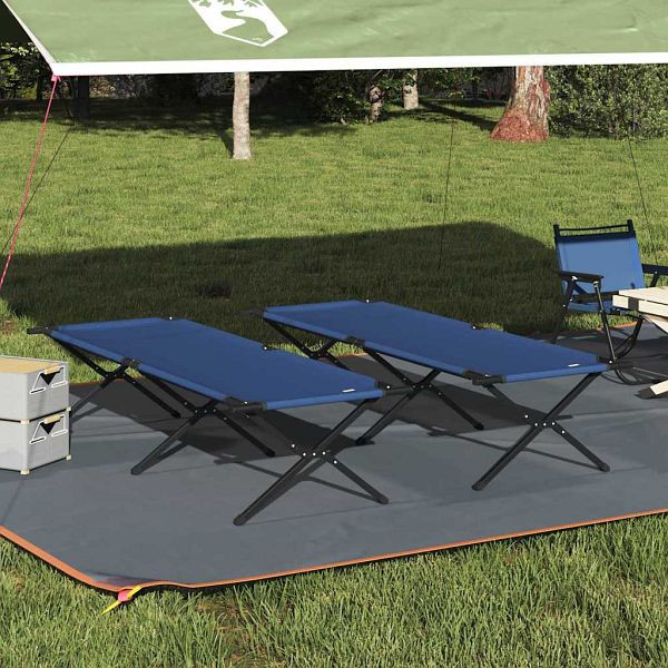 vidaXL Klapp Schlafbett fürs Camping 2 Stück Blau Oxford Stoff, 42003192