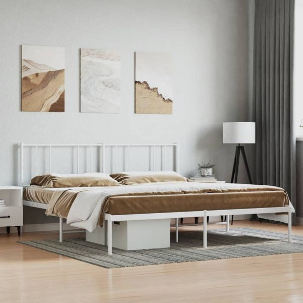vidaXL Bettgestell mit Kopfteil Metall Weiß 183x213 cm, 352534