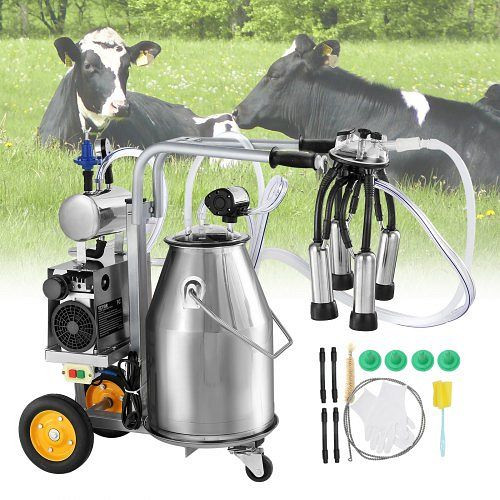 VEVOR Elektrische Kuh Melkmaschine Melkausrüstung 25L 304 Edelstahl, YDSJNJC25L3040BN2V2