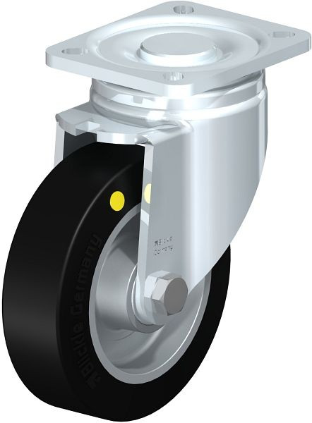 Blickle LH-ALEV 125K-1-EL Stahlblech-Lenkrolle, Schwerlast-Ausführung, mit Anschraubplatte, Elastik-Vollgummi, Schwarz, 746929
