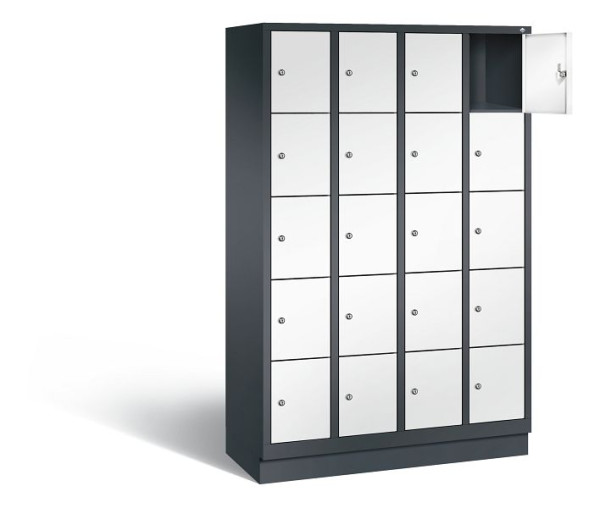 C+P Schließfachschrank Evolo, H1800xB1190xT500mm, Farbe: Schwarzgrau / Verkehrsweiß, 48020-405 S10295