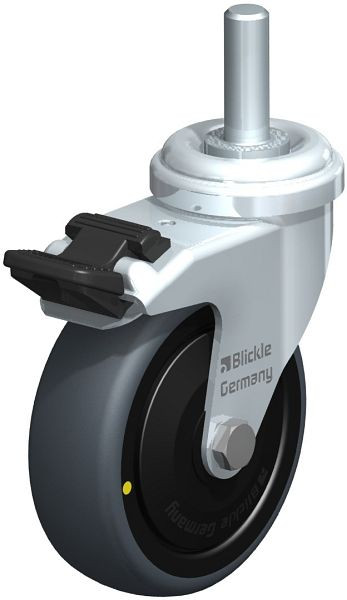 Blickle LRA-TPA 75K-FI-ELS-FK-GS10 Apparate-Lenkrolle mit Gewindestift & Feststeller, Thermoplastisches Gummi-Elastomer, Grau, 634683