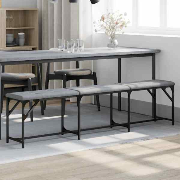 vidaXL Essbank Hellgrau 186x32x45 cm Stahl und Stoff, 835224