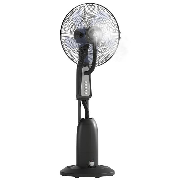HOMCOM Ventilator mit Sprühnebelfunktion, 3 Liter-Tank, 75 Grad drehbar, 3 Geschwindigkeiten, rollbar, 125 cm, Schwarz, 824-098V90BK