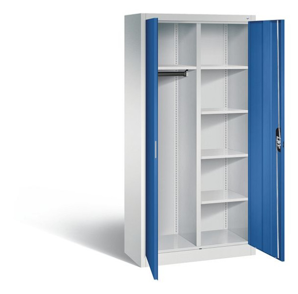 C+P Akten-/Garderobenschrank Acurado, H1950xB930xT400mm, Farbe: Lichtgrau / Enzianblau, Muldengriff, 5 OH, 9260-30 S10158