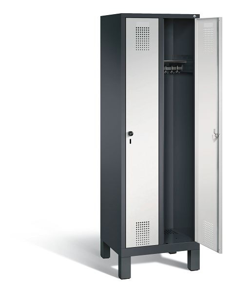 C+P Garderobenschrank Evolo, H1850xB610xT500mm, Farbe: Schwarzgrau / Lichtgrau, 48010-20 S10029