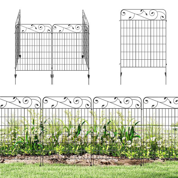 Outsunny Gartenzaun Gitterzaun Zaun, Vintage-Design, wetterbeständig, 3,52 x 1,1m, Schwarz, 844-615V00BK