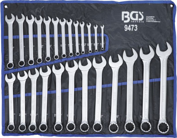 BGS Maul-Ringschlüssel-Satz, Zollgrößen, SW 1/4" - 1.1/4", 25-teilig, 9473